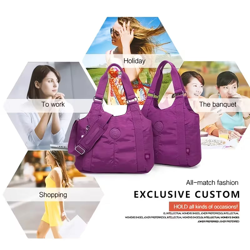 Women Style Dumpling Bag Large Capacity Casual Nylon Tote with Zipper