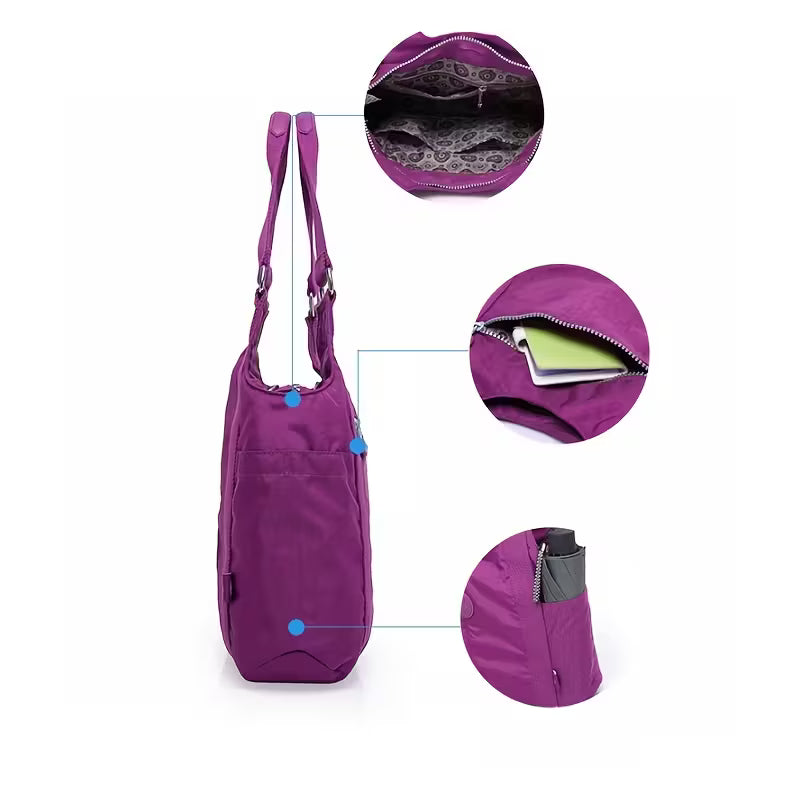 Women Style Dumpling Bag Large Capacity Casual Nylon Tote with Zipper